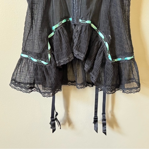 Victoria’s Secret sexy little thing light blue/black lace ribbon lingerie top - Picture 5 of 6